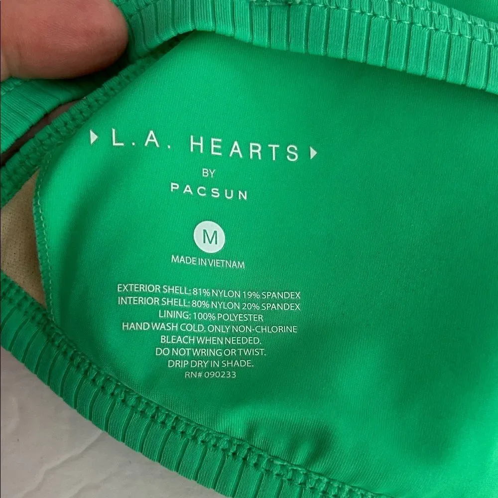 L.A. HEARTS By Pacsun Size Medium Eco Green Icon Ribbed Triangle Bikini Top